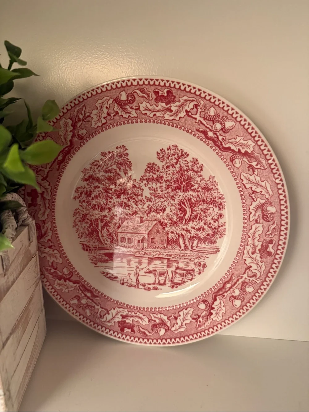 1965 Memory Lane Royal Ironstone Red Transferware Dinner Plate 10” Farmhouse USA